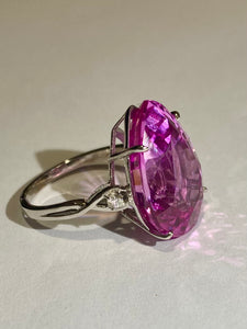 9ct White Gold 12ct Pink Topaz and Diamond