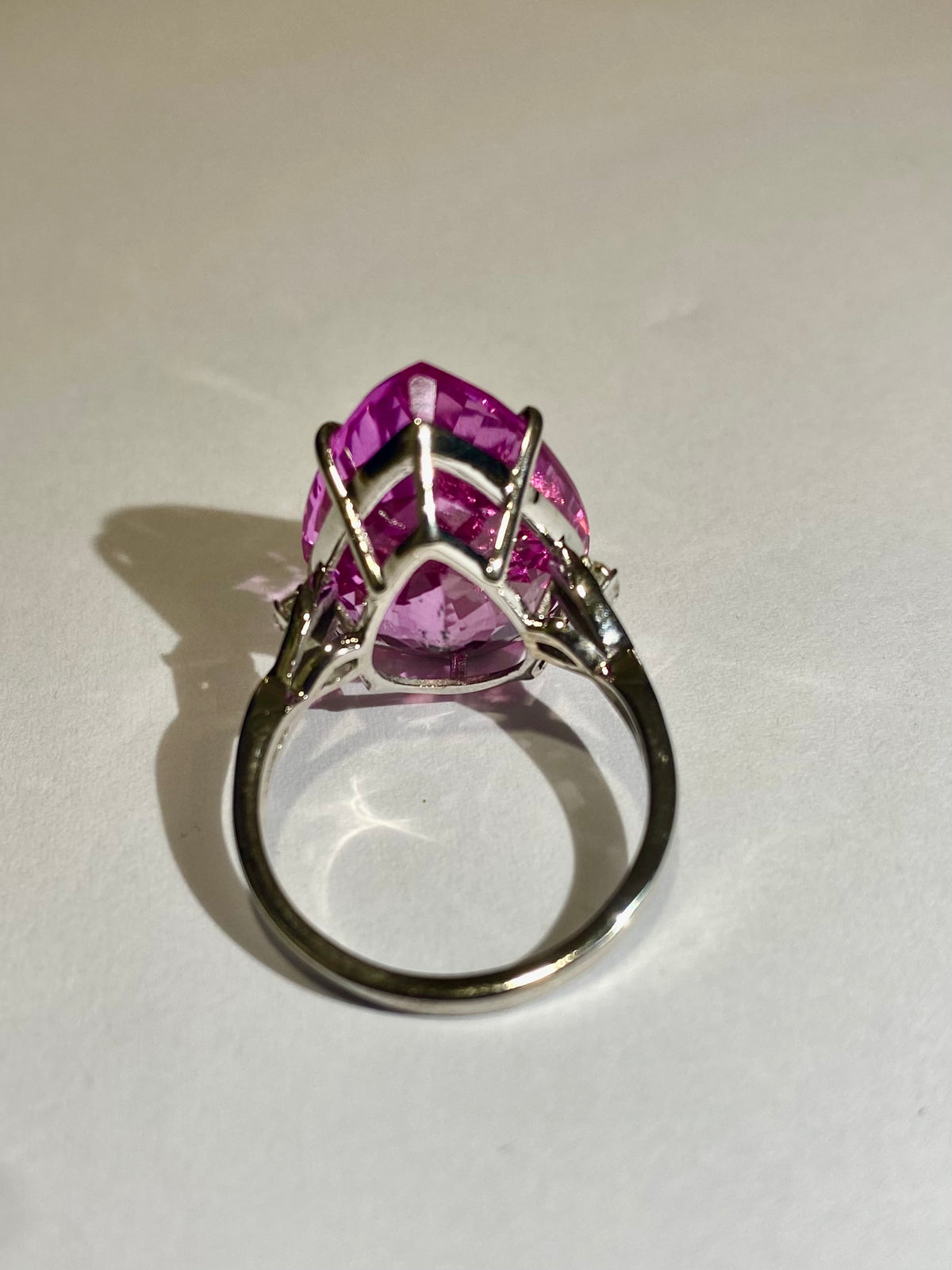 9ct White Gold 12ct Pink Topaz and Diamond