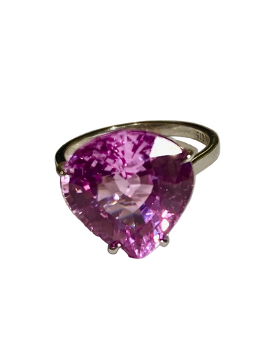 9ct White gold with 5ct Pink Topaz Ring