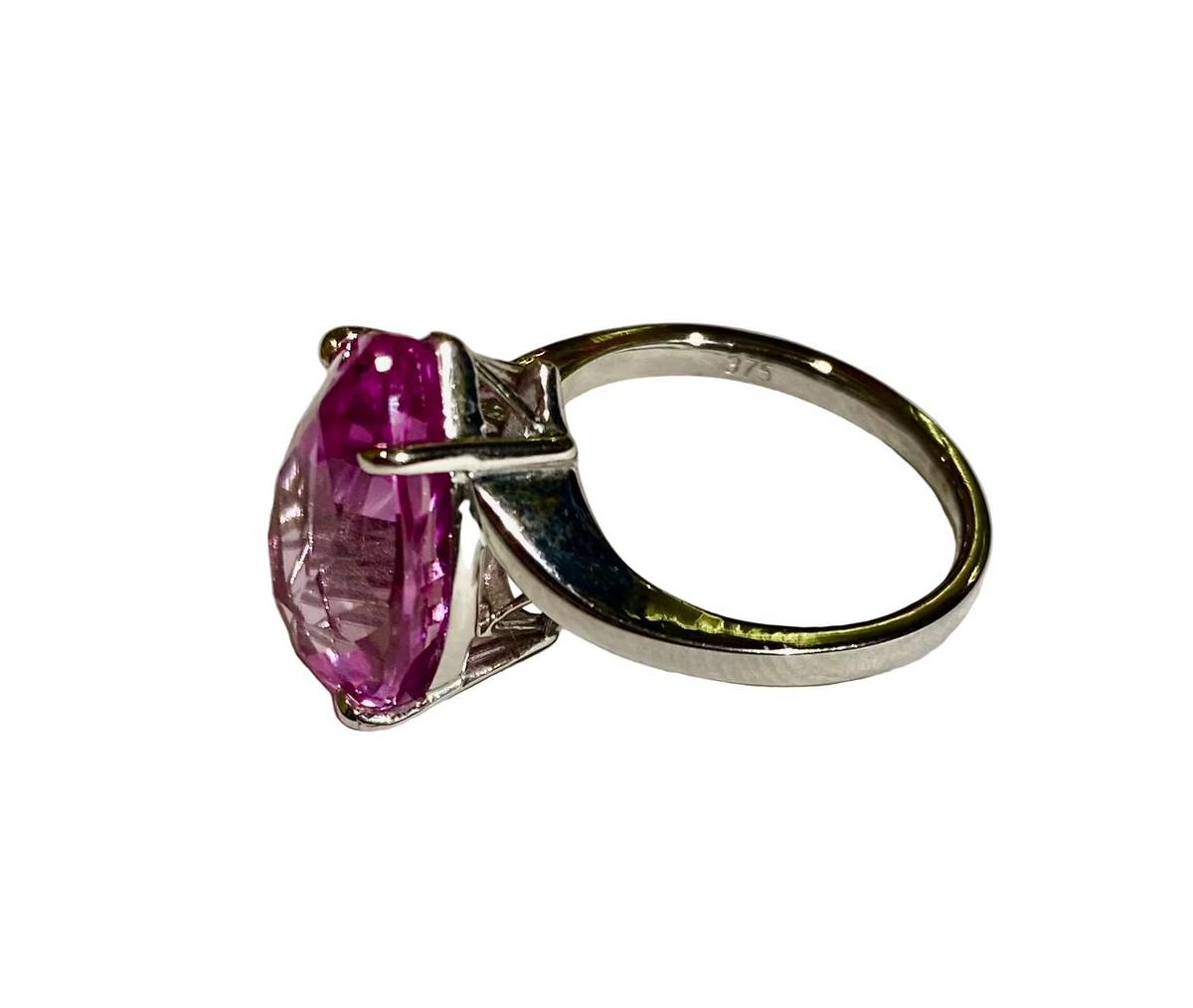 9ct White Gold 5ct Pink Topaz Ring