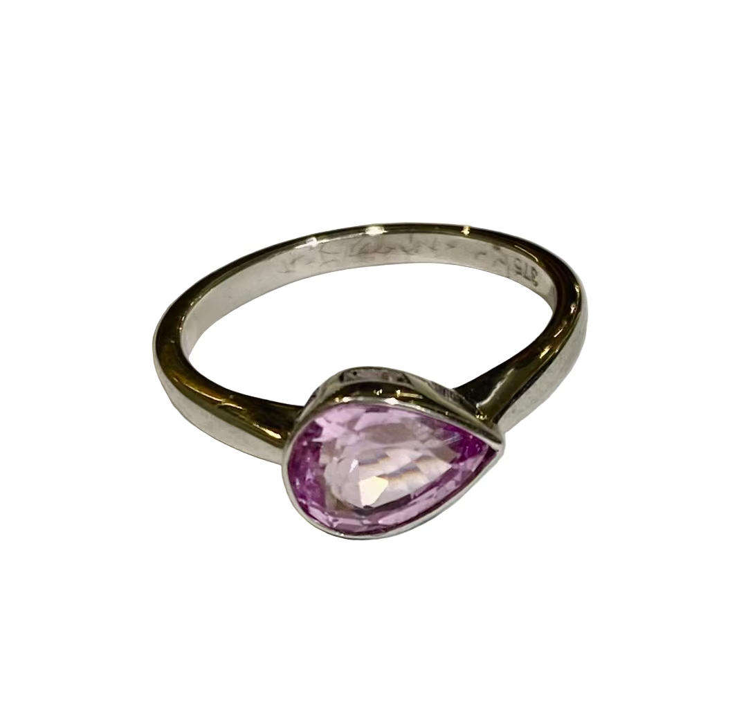 9ct White Gold, 1ct Pink Topaz Ring