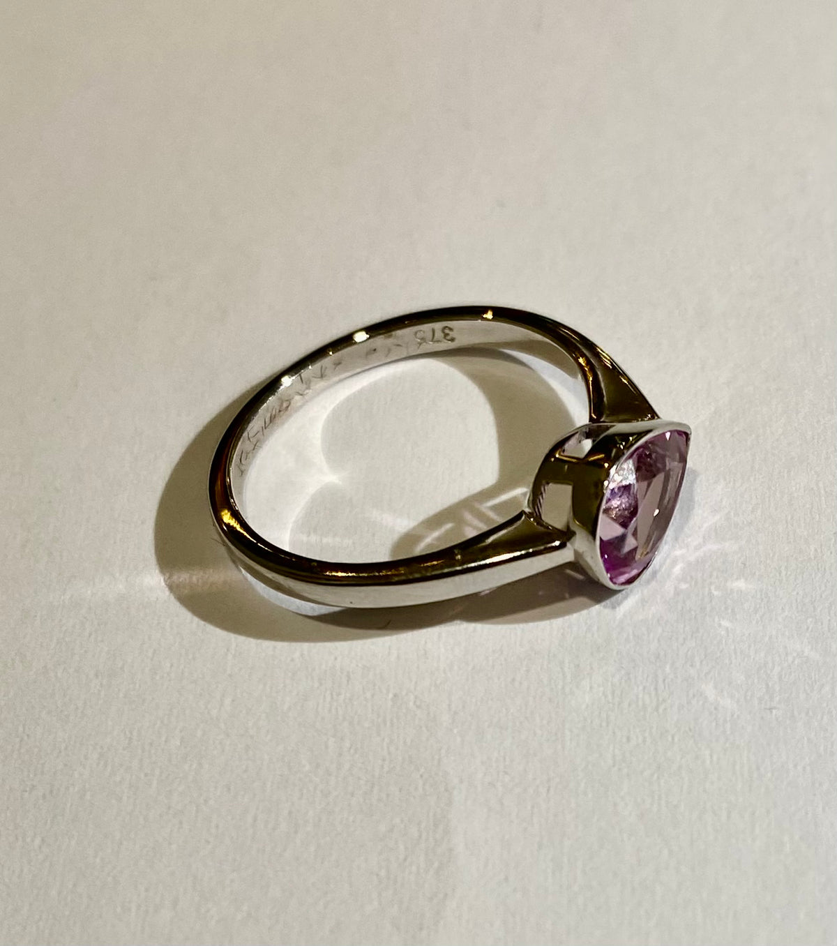 9ct White Gold, 1ct Pink Topaz Ring