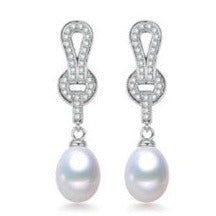 Cultured Pearl and Cubic Zirconia Drop Earrings