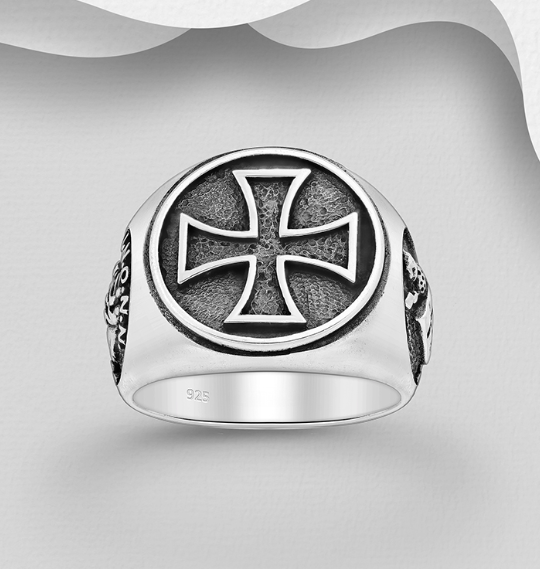 Sterling Silver Oxidised Templar Cross Signet Ring Tresors Sydney