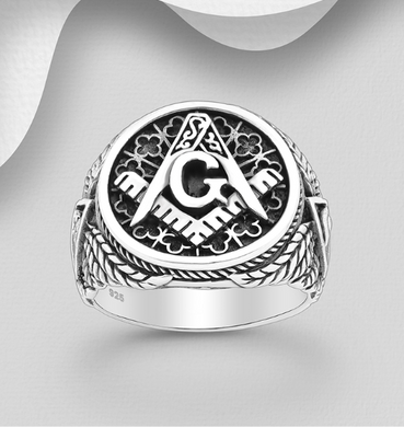 Sterling Silver Freemason Signet Ring