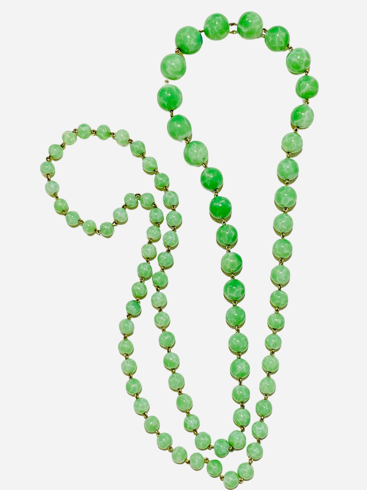 Italian Green Glass Beaded Necklace