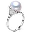 Sterling Silver Pearl and CZ Ring