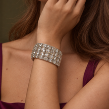 Sterling Silver Rhodium Plated Natural Zircon Hinged Bangle