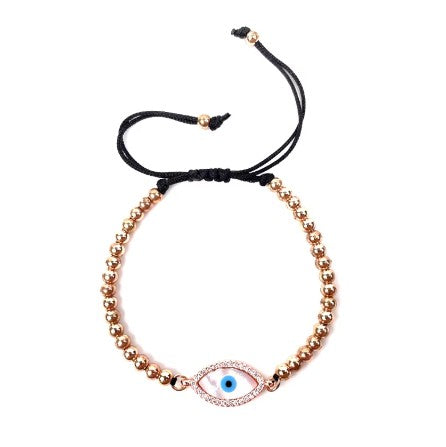 Rose Gold Plated Adjustable Evil Eye Bracelet