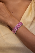 Sterling Silver Natural Pink Topaz Hinged Bangle