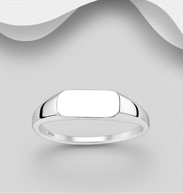 Sterling Silver Rounded Rectangular Signet Ring
