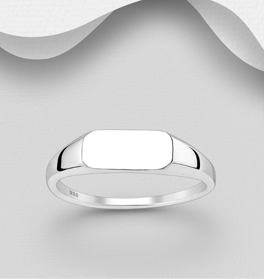 Sterling Silver Rounded Rectangular Signet Ring