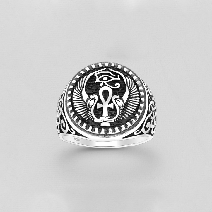 Sterling Silver Egyptian Revivalist Signet Ring