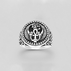 Sterling Silver Egyptian Revivalist Signet Ring