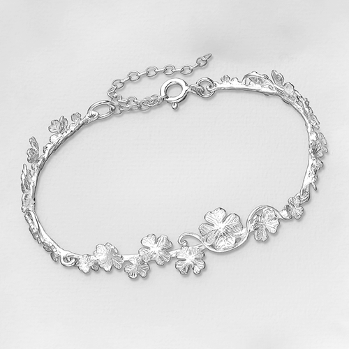 Sterling Silver Clover Motif Bracelet