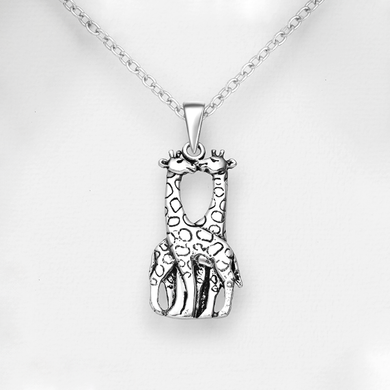 Sterling Silver Twin Giraffe Pendant