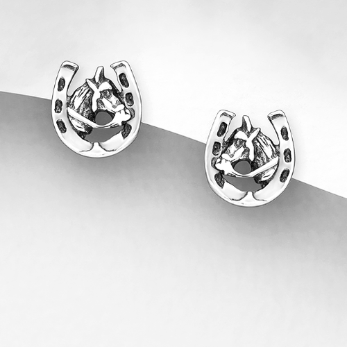 Sterling Silver Horseshoe Stud Earrings