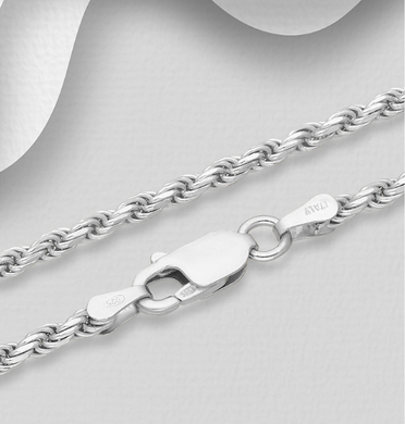 Sterling Silver 2.3mm Rope Chain Necklace
