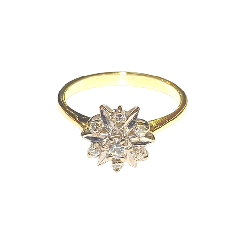 18ct Yellow Gold Diamond Star Sparkler Cluster Ring – Celestial Elegance