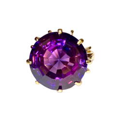 9ct Yellow Gold Rare Purple Parti Coloured Sapphire Cocktail Ring