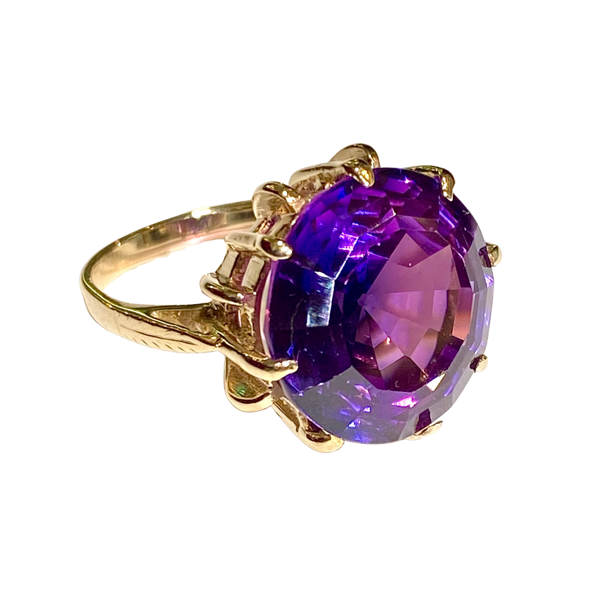 9ct Yellow Gold Rare Purple Parti Coloured Sapphire Cocktail Ring