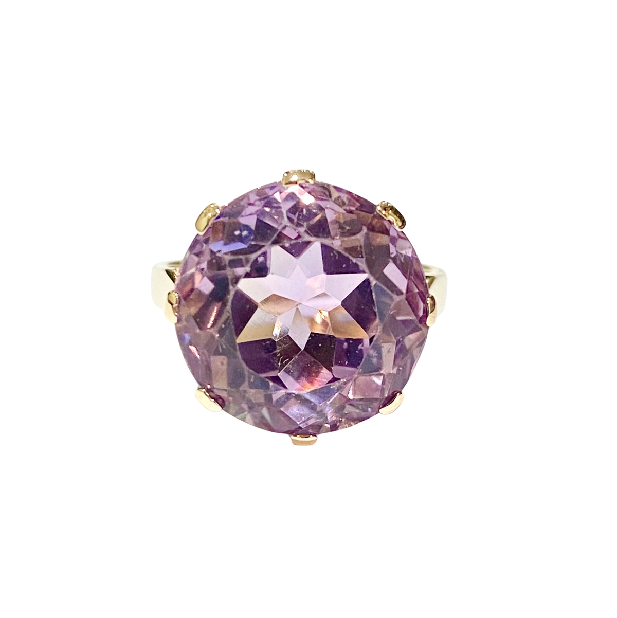 9ct Yellow Gold Pink Amethyst Ring