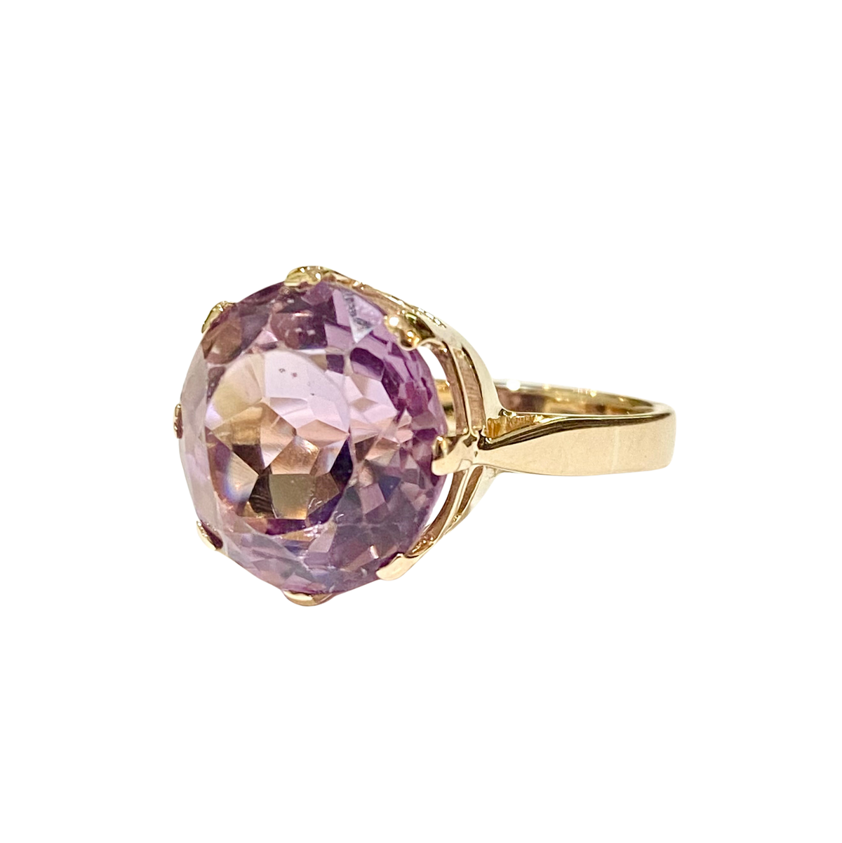 9ct Yellow Gold Pink Amethyst Ring