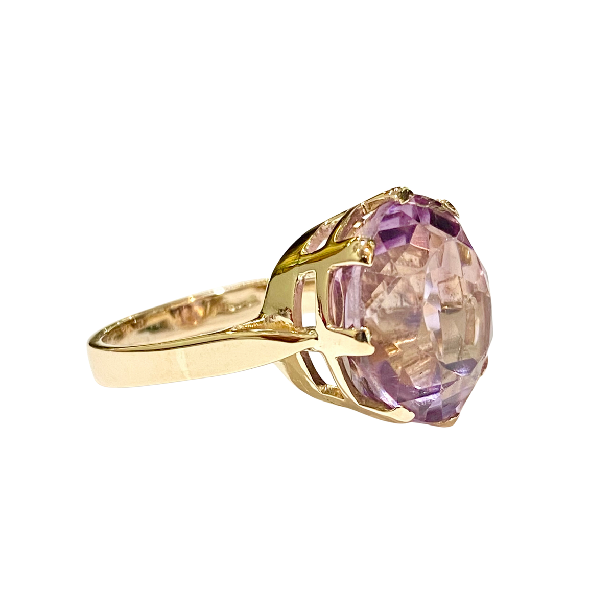9ct Yellow Gold Pink Amethyst Ring
