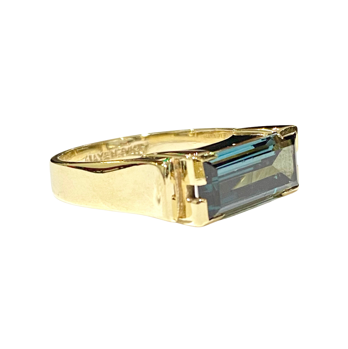 9ct Yellow Gold Teal Spinel Signet Ring