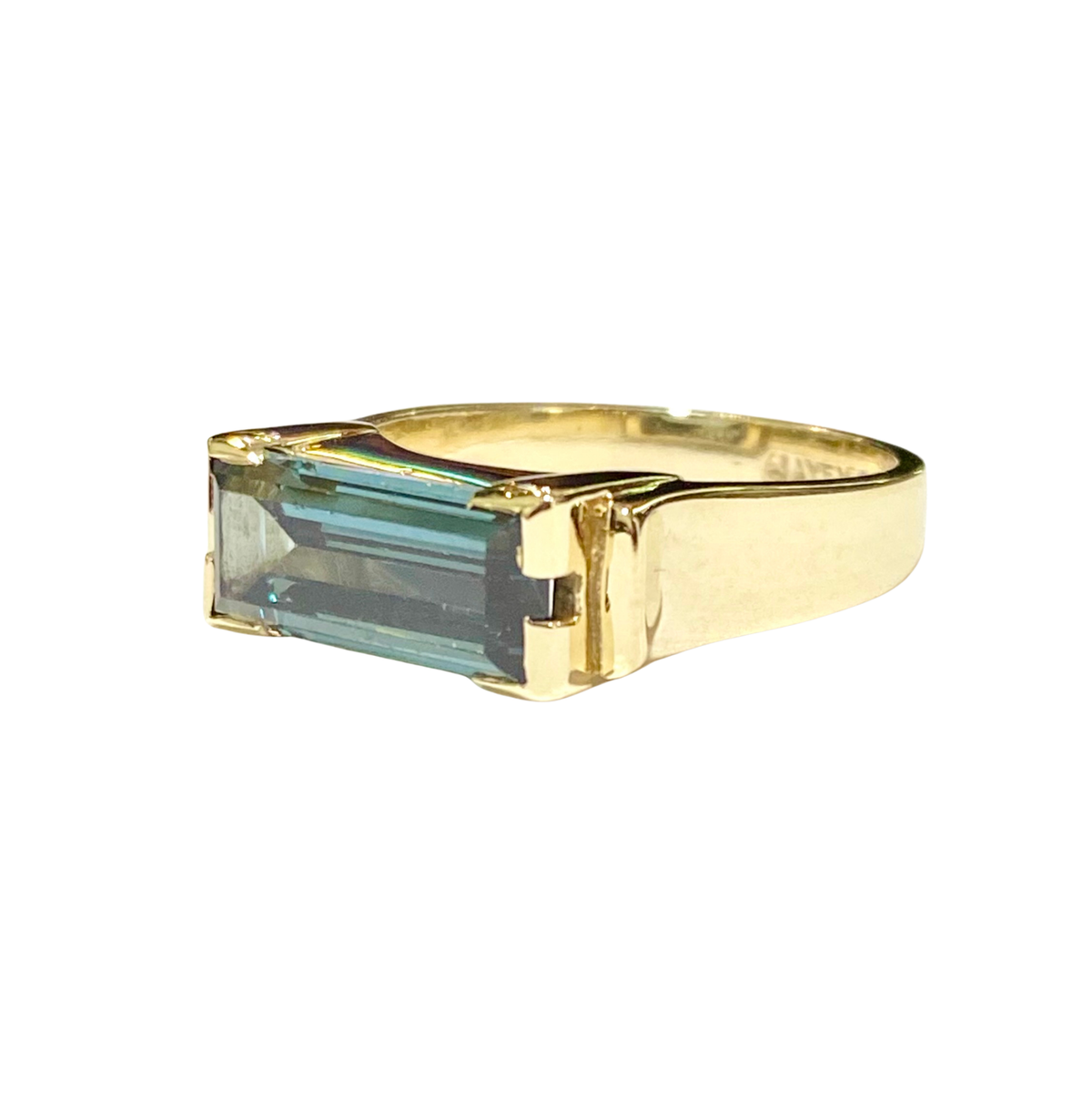 9ct Yellow Gold Teal Spinel Signet Ring