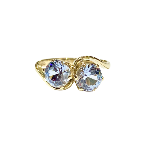 9ct Yellow Gold Sky Blue Topaz Moi-et-toi Ring