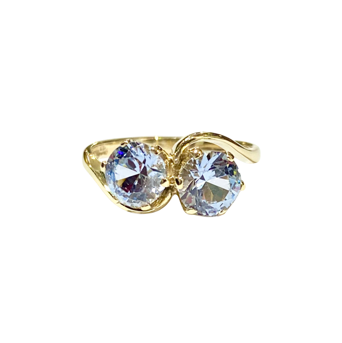 9ct Yellow Gold Sky Blue Topaz Moi-et-toi Ring