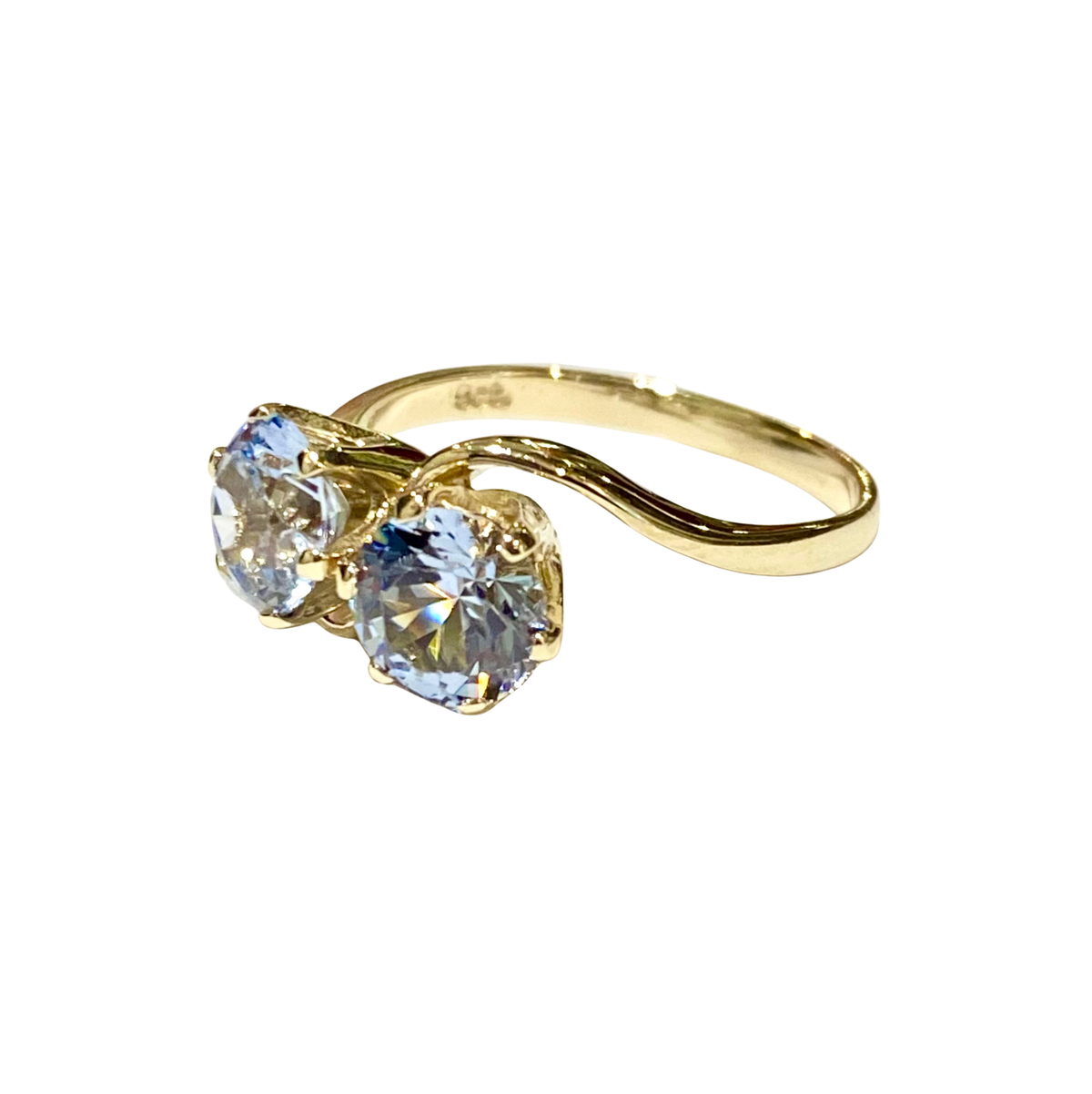 9ct Yellow Gold Sky Blue Topaz Moi-et-toi Ring