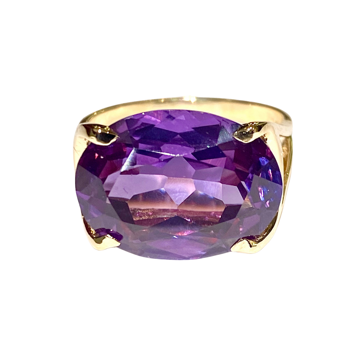 9ct Yellow Gold Rare Purple Parti Coloured Sapphire Ring