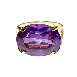 9ct Yellow Gold Rare Purple Parti Coloured Sapphire Ring