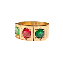 9ct Rose Gold Emerald and Pink Tourmaline Gypsy Band