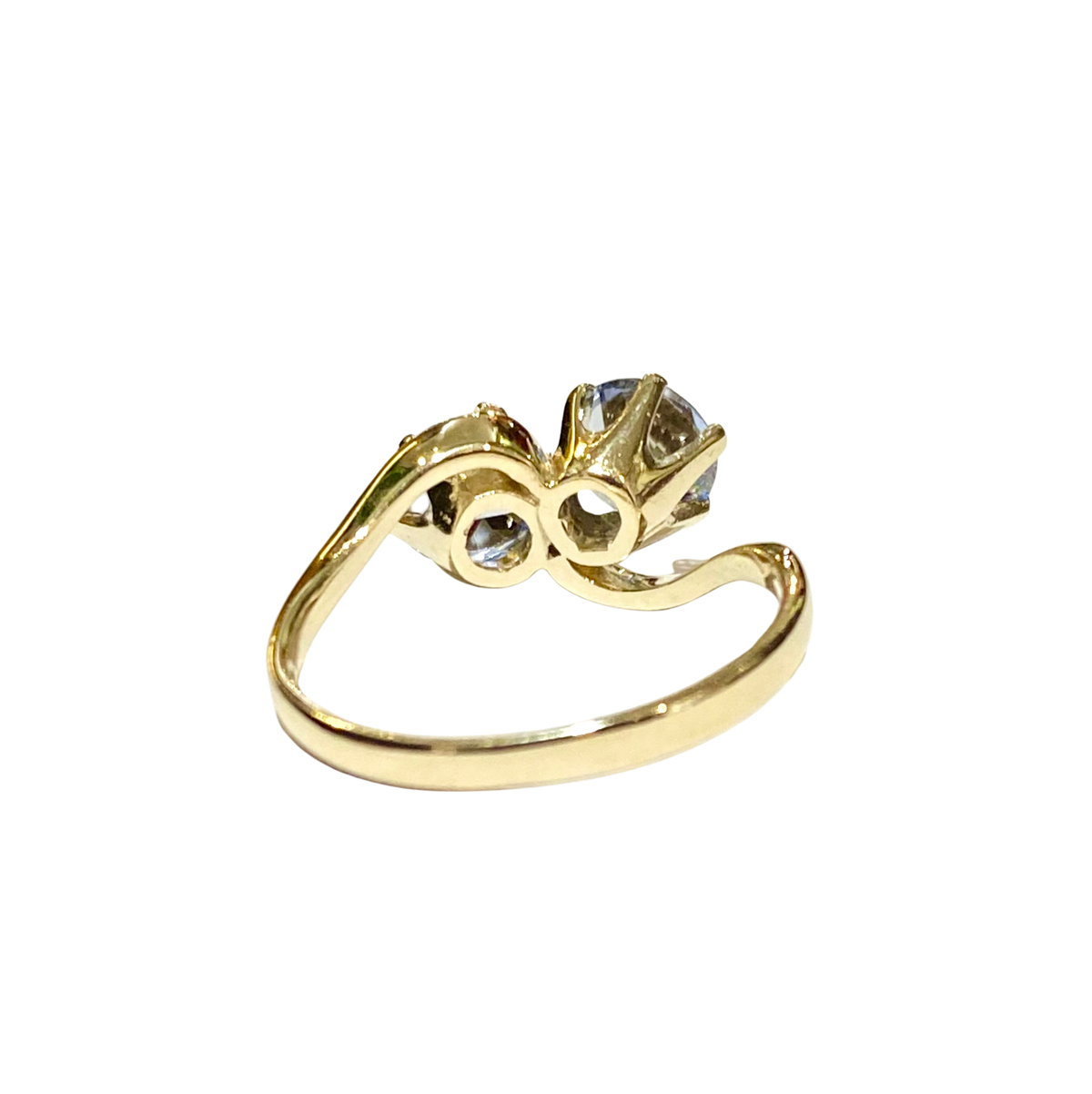 9ct Yellow Gold Sky Blue Topaz Moi-et-toi Ring