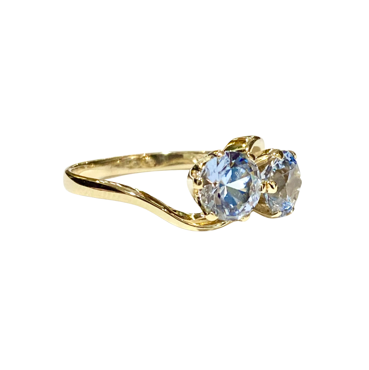 9ct Yellow Gold Sky Blue Topaz Moi-et-toi Ring