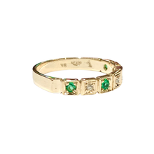 9ct Yellow Gold Emerald and Diamond Band