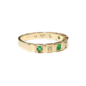 9ct Yellow Gold Emerald and Diamond Band