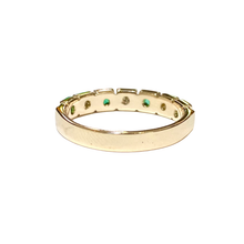 9ct Yellow Gold Emerald and Diamond Band