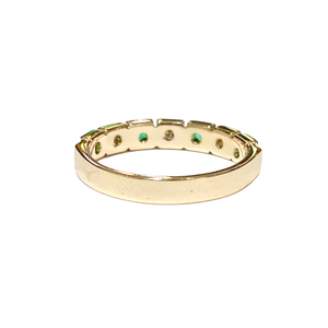 9ct Yellow Gold Emerald and Diamond Band