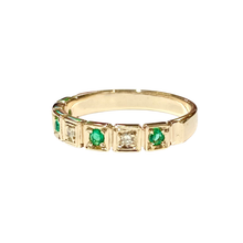9ct Yellow Gold Emerald and Diamond Band