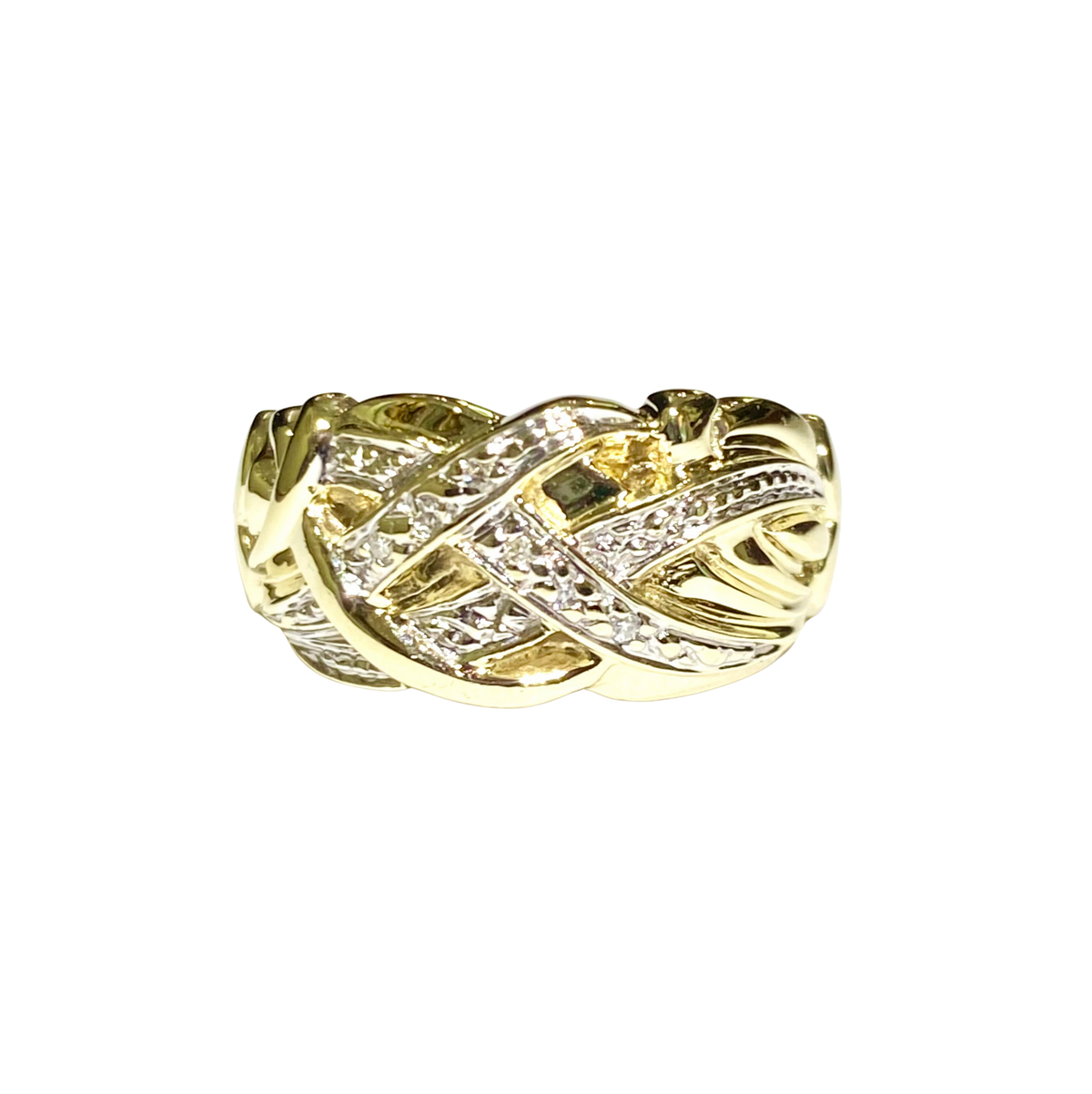 9ct Yellow and White Gold Diamond Ring