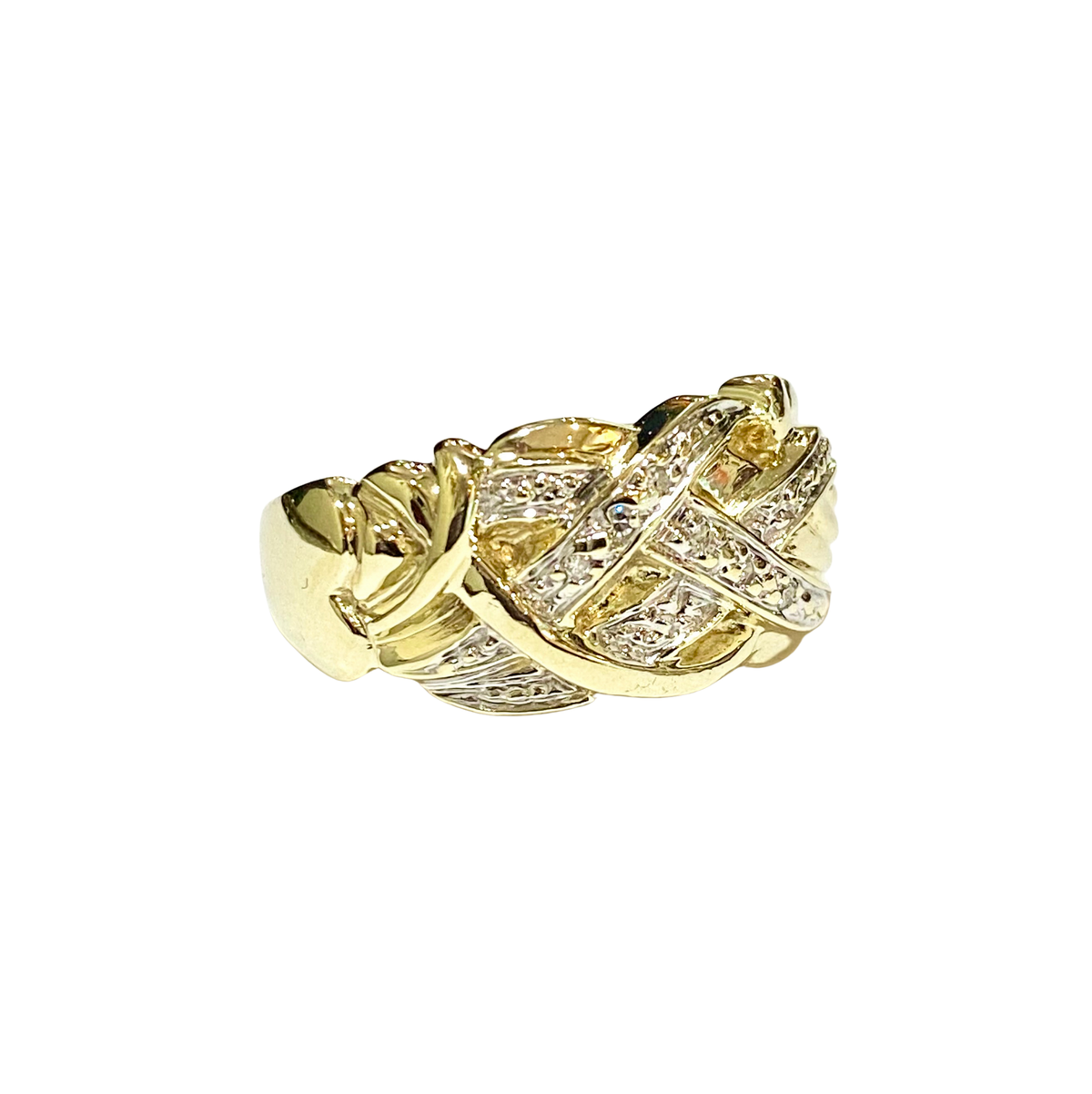 9ct Yellow and White Gold Diamond Ring