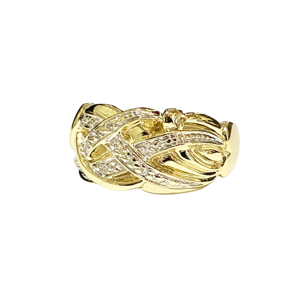 9ct Yellow and White Gold Diamond Ring