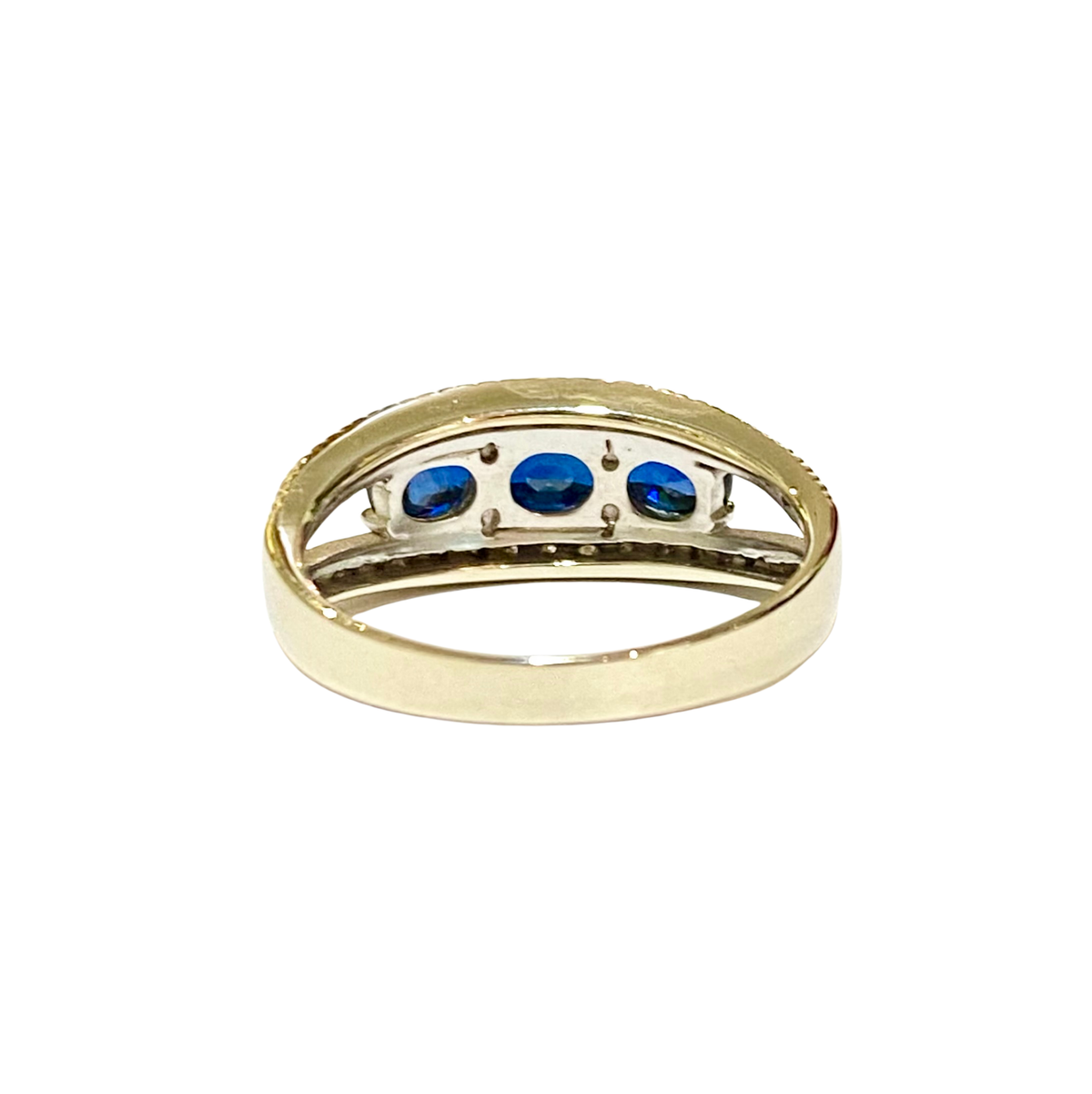 18ct White Gold Sapphire and Diamond Bridge Ring