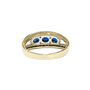 18ct White Gold Sapphire and Diamond Bridge Ring