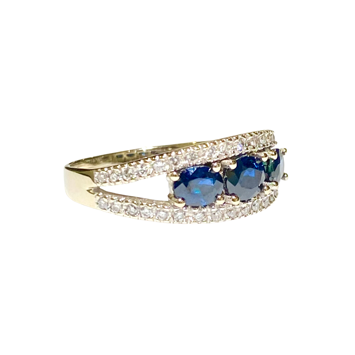 18ct White Gold Sapphire and Diamond Bridge Ring