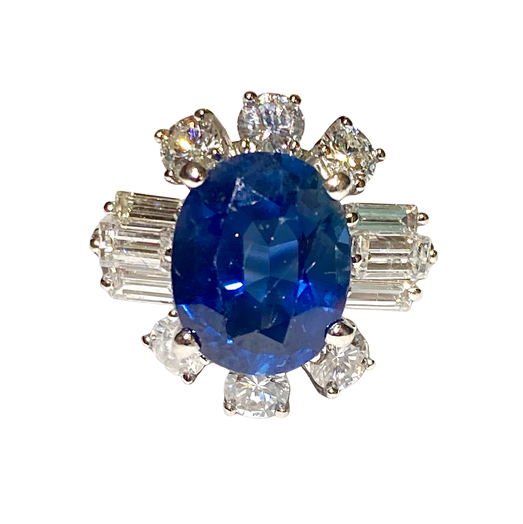 9ct White Gold Sapphire and Diamond Ring